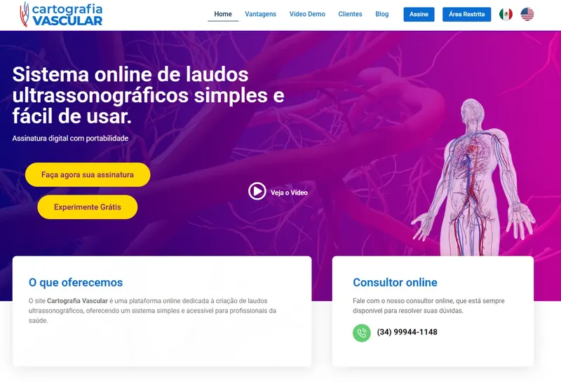 Desenvolvimento de Website - Cartografia Vascular - Smartweb Tecnologia
